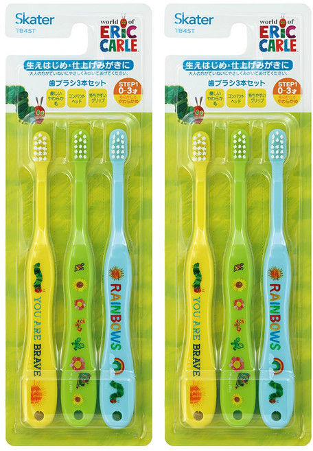 Skater 兒童牙刷組 0~3歲, 好餓的毛毛蟲, 3支, 2組