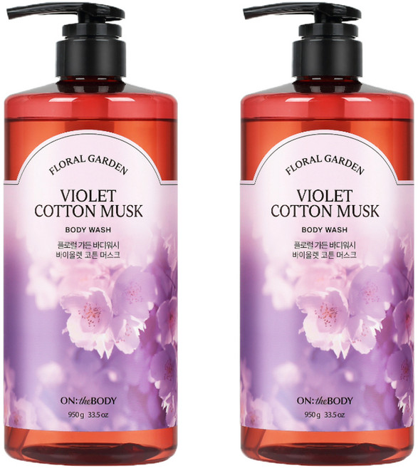 온더바디 플로럴 가든 바디워시 바이올렛 코튼 머스크향, 950g, 2개