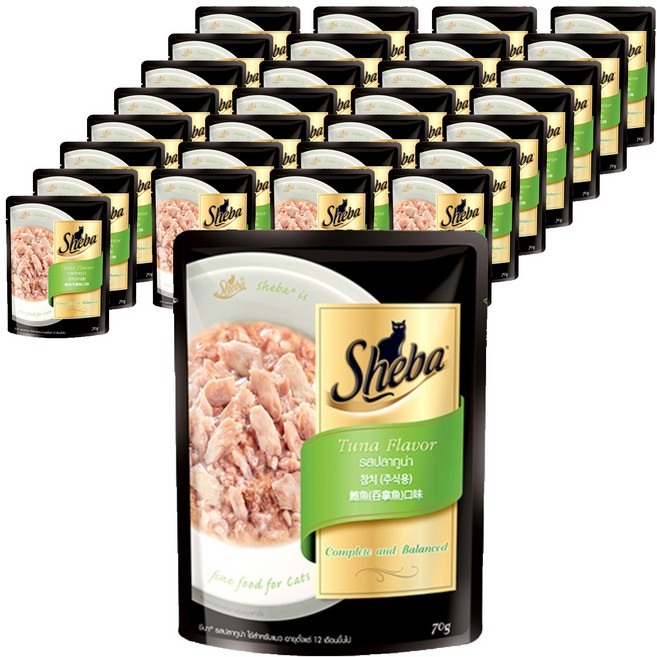 쉬바 1세 이상 고양이 주식 파우치, 참치, 70g, 48개