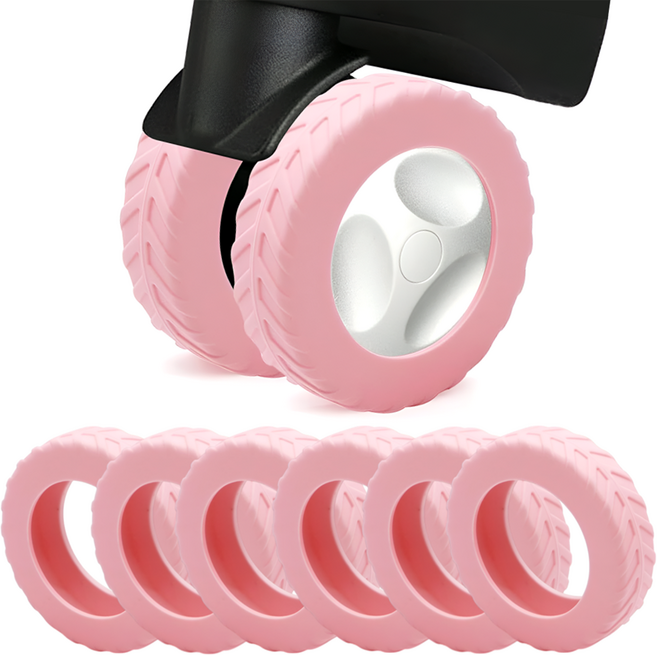 마움스 쫀쫀한 캐리어 바퀴 커버 보호 슈즈, 핑크, 8개