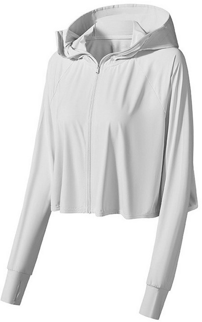 QIDINA 親膚冰絲輕薄遮陽透氣防曬外套 D, 灰色