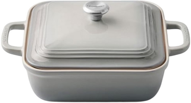 LE CREUSET 方形烤盤 附蓋 迷霧灰, 23cm, 1個