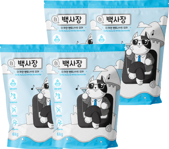백사장 벤토나이트, 6kg, 4개, 무향