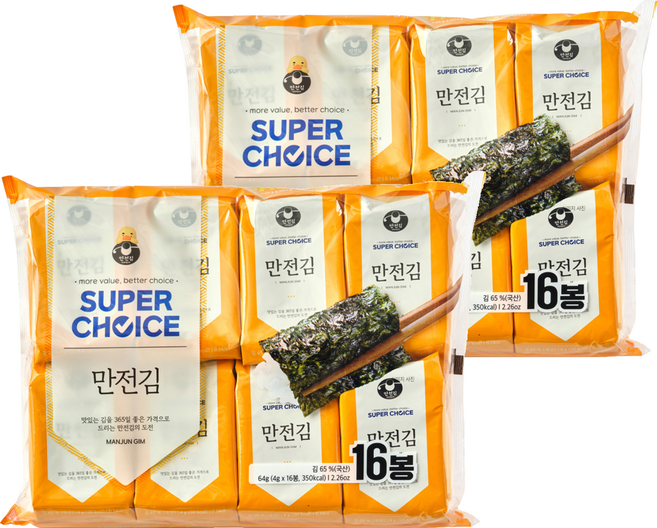 만전김 슈퍼초이스 도시락김, 4g, 32개