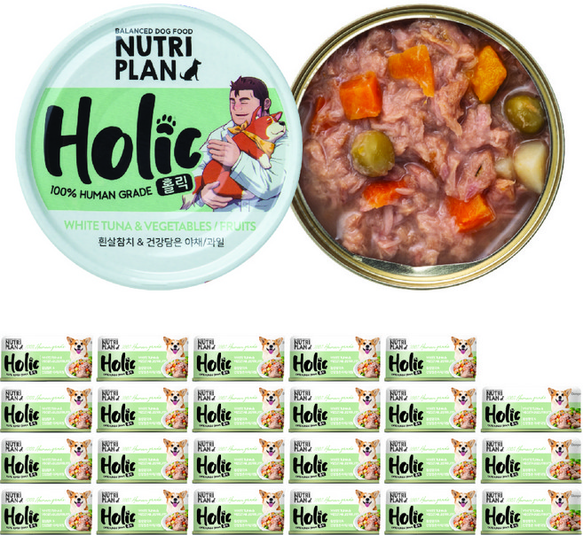 동원뉴트리플랜 홀릭 강아지 간식, 혼합맛(흰살참치/야채/과일), 85g, 24개