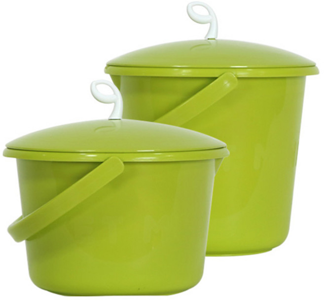 플라팜 리프 미니버켓 세제통 다용도통 4L + 5L 2종 세트, 1세트, 그린