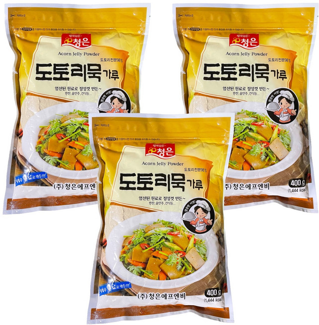 청은에프엔비 도토리묵 가루, 400g, 3개