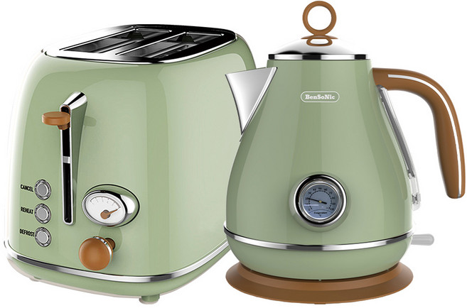 벤소닉 레트로 포트 + 토스터 세트, KE-1219T(에메랄드), BST-01(에메랄드)