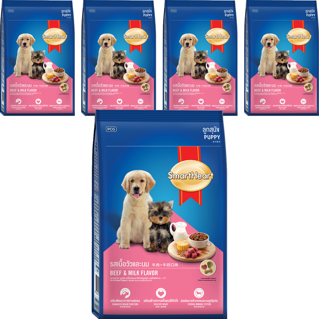 SmartHeart 慧心 幼犬配方 犬糧, 牛肉 + 牛奶, 2.7kg, 5袋