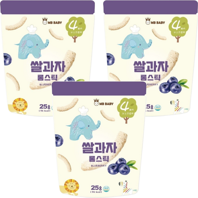 MB BABY 萌寶寶 米棒, 藍莓, 25g, 3包
