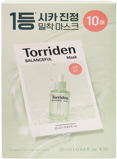 Torriden 官方直營 積雪草舒緩急救面膜, 10入, 1組
