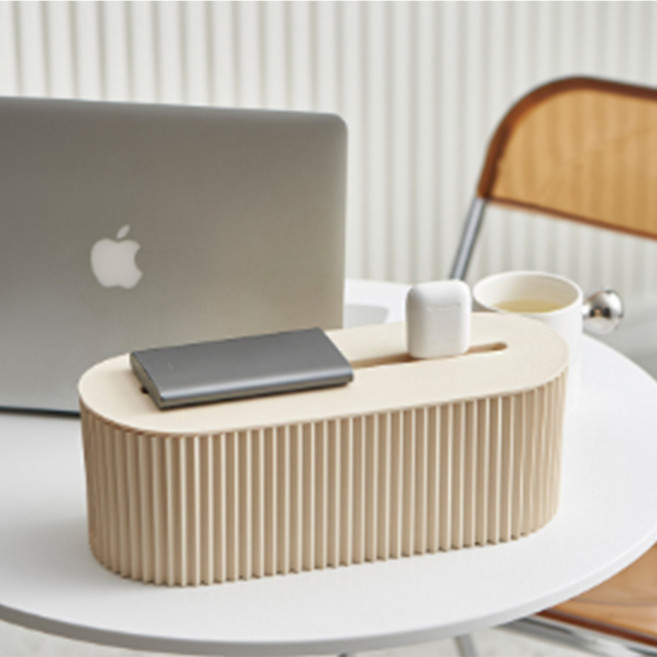 달팽이리빙 멀티탭 정리함, 1개, 크림