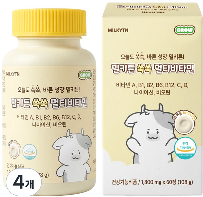 밀키튼 쑥쑥 멀티비타민 108g, 4개, 60정