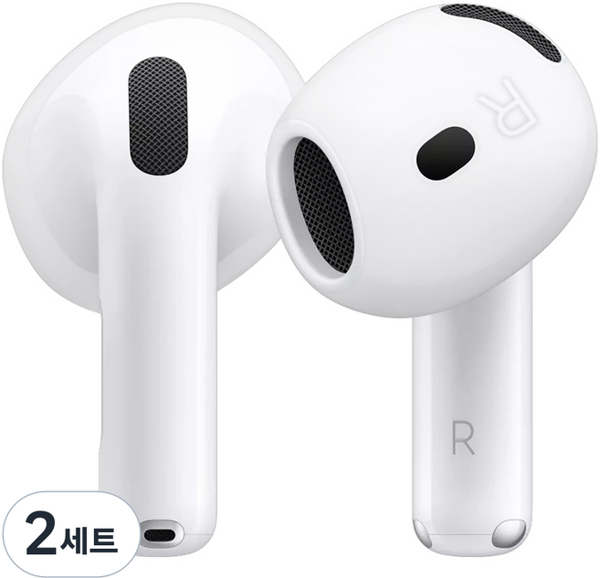 스페이스쉴드 에어팟 4 호환 유닛 분실방지 스탠다드 논슬립 실리콘 이어커버 좌우 세트, 투명, 2세트