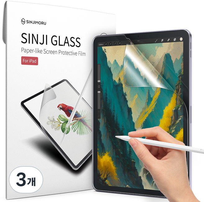 신지모루 종이질감 태블릿 액정보호필름, 3개