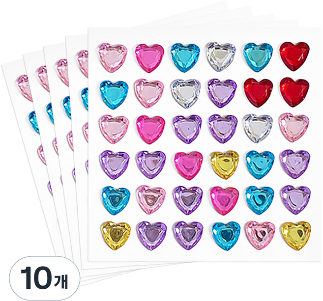 모던앳 3D 보석 하트 스티커, 믹스, 10개