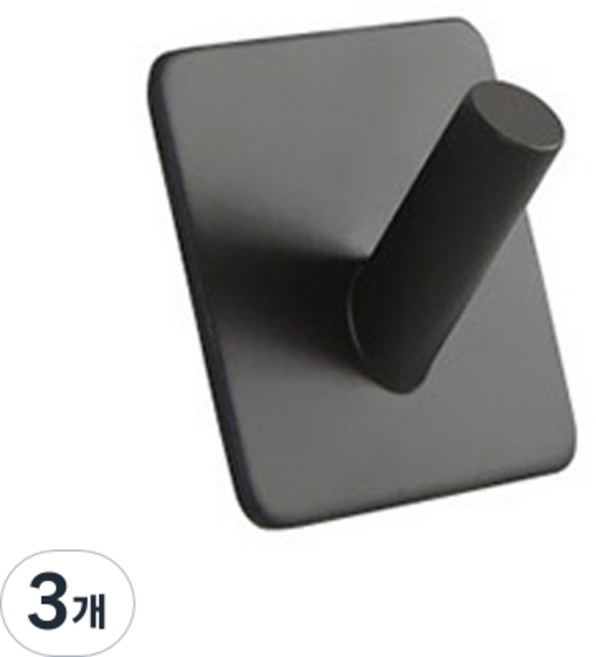 히키스 강력부착 인테리어 모던 벽후크 사각형사선타입, BLACK, 3개