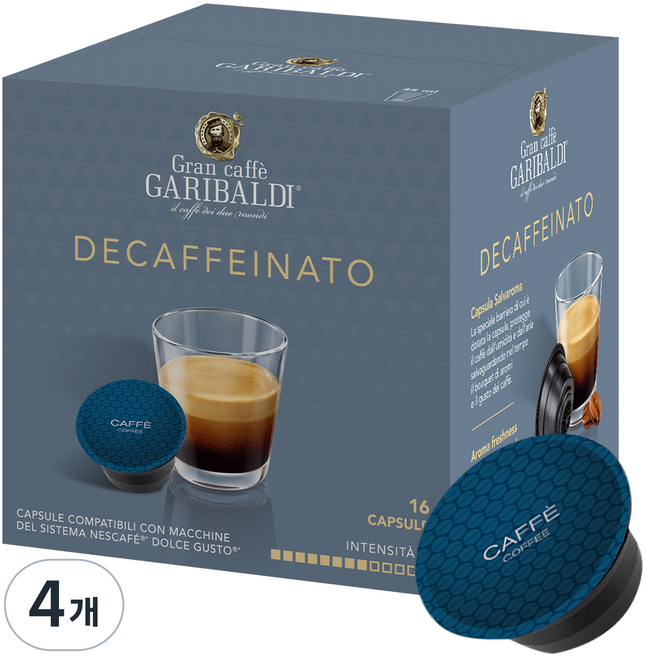 가리발디 데카페이나토 돌체구스토 호환 캡슐커피, 7g, 16개입, 4개