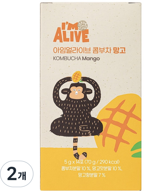 아임얼라이브콤부차 분말 망고, 5g, 14개입, 2개