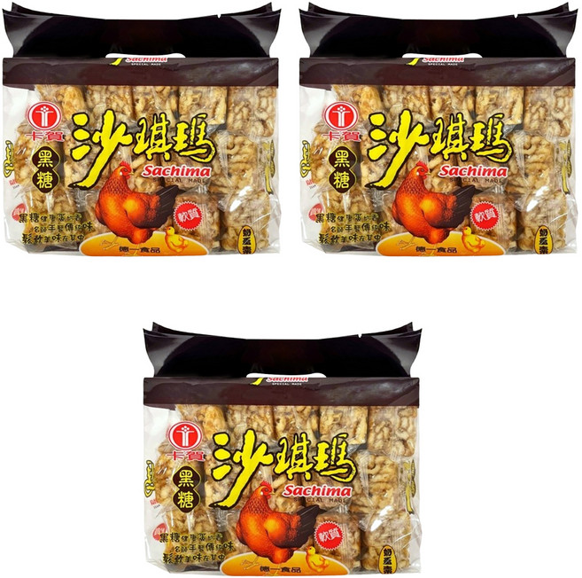 卡賀 沙琪瑪 黑糖 奶蛋素, 500g, 3袋