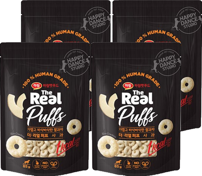 하림펫푸드 더리얼 퍼프 대용량 강아지 간식, 사과맛, 85g, 4개