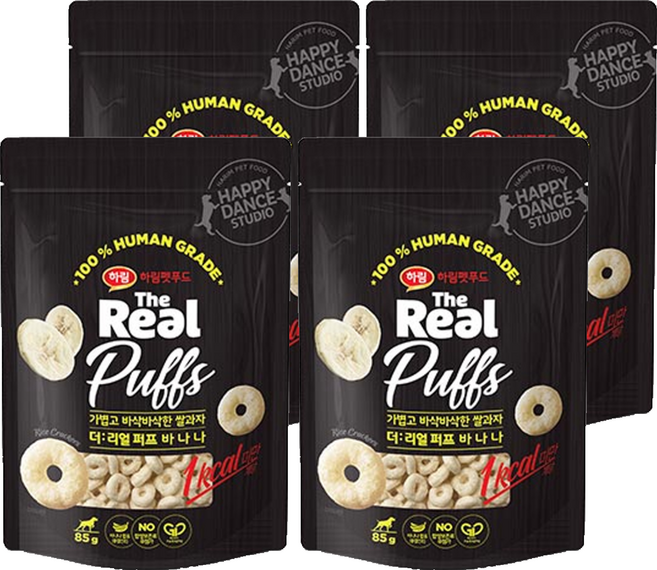 하림더리얼 퍼프 대용량 강아지 간식, 바나나맛, 85g, 4개