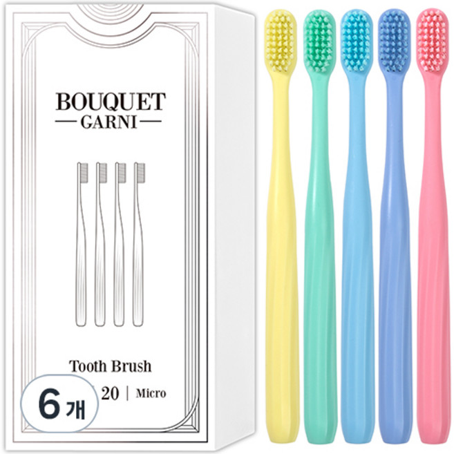 부케가르니 딥 클리어 2중 미세모 파스텔 칫솔, 20개입, 6개
