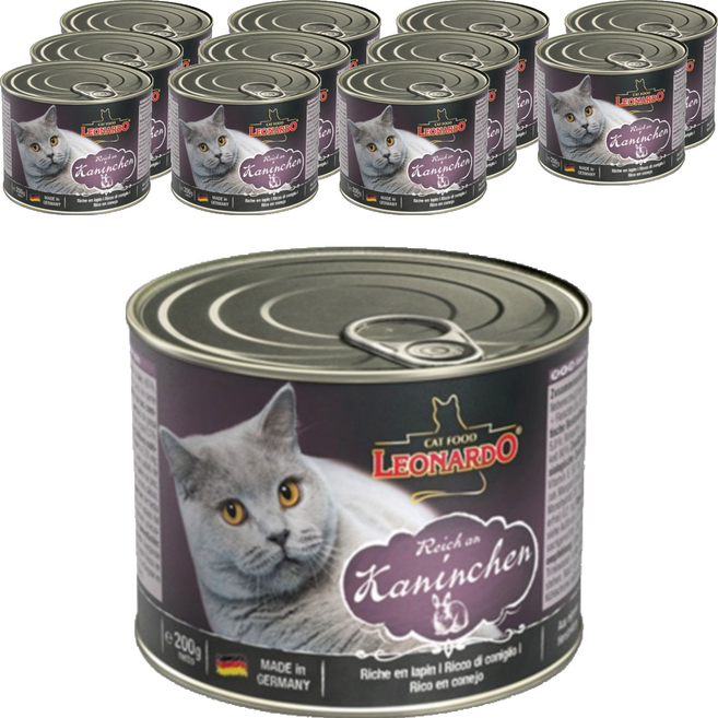 레오나르도 어덜트 고양이 습식사료, 토끼, 200g, 12개