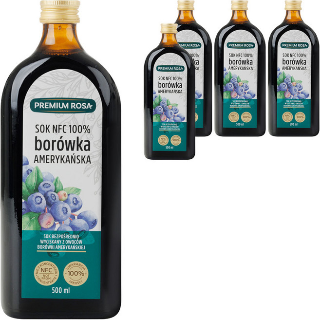 프리미엄로사 블루베리 원액 즙, 500ml, 5개