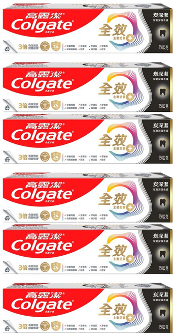 Colgate 高露潔 全效牙膏 炭深潔, 150g, 1入, 6條