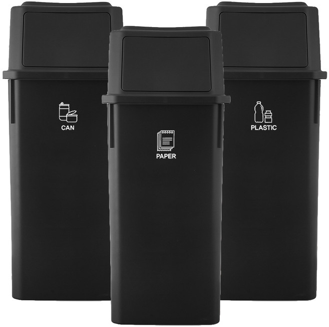 코멧 홈 깊은 쓰레기 분리수거함 60L 3p, 블랙