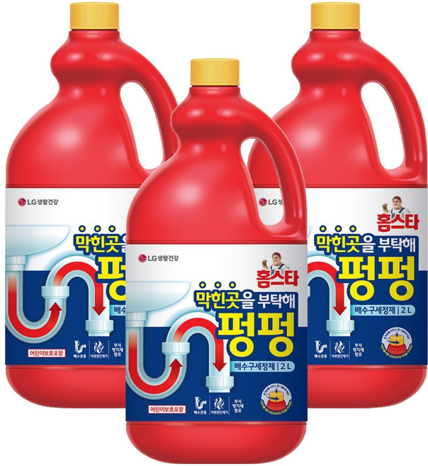 홈스타 막힌곳을 부탁해 펑펑 배수구 세정제, 2L, 3개