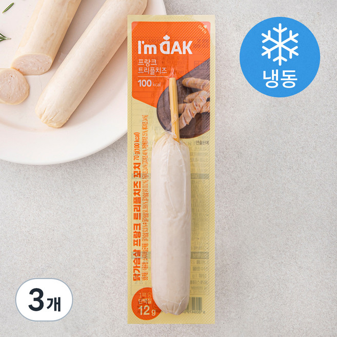 아임닭 닭가슴살 프랑크 트리플치즈 꼬치 (냉동), 70g, 3개