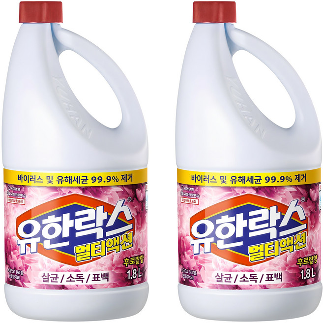 유한락스 멀티액션 후로랄, 1.8L, 2개