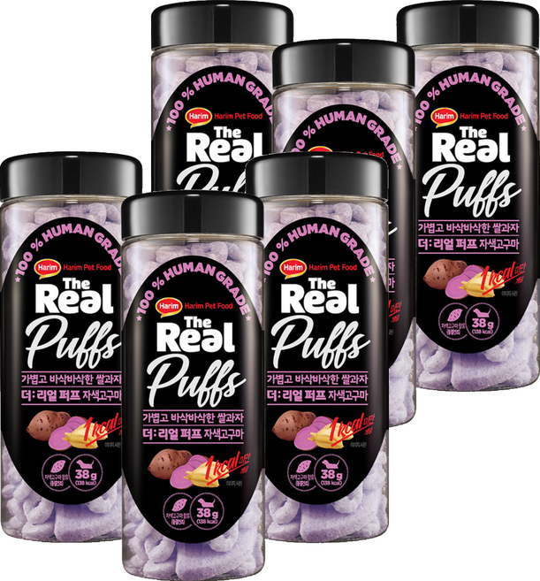하림펫푸드 강아지 더리얼 퍼프 동결 건조 간식, 자색 고구마, 38g, 6개