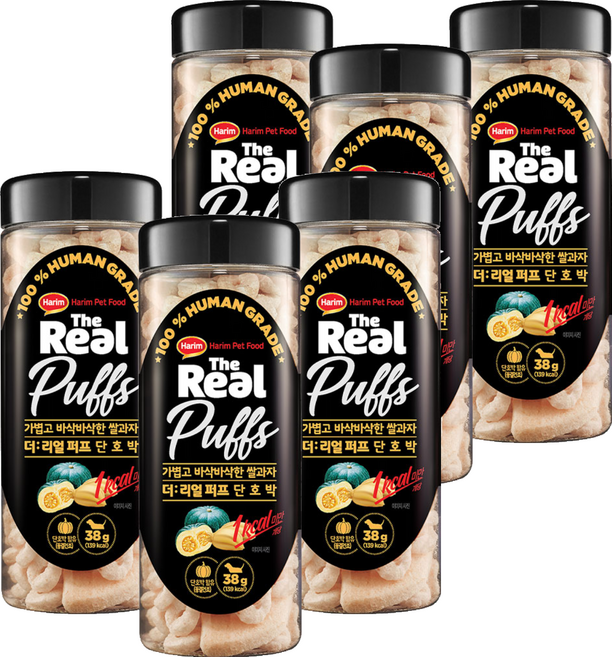 하림펫푸드 강아지 더리얼 퍼프 동결 건조 간식, 단호박, 38g, 6개