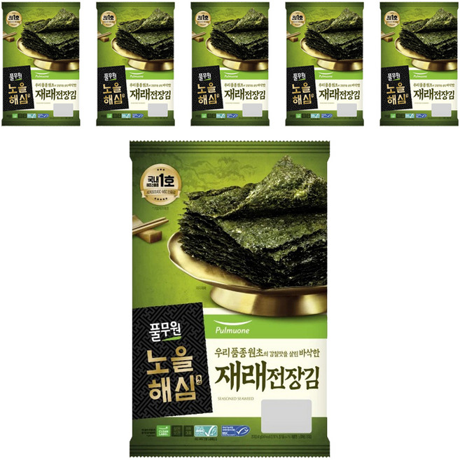 풀무원 노을해심 조미 전장김, 20g, 6개