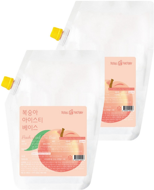 서울팩토리 복숭아 아이스티 베이스, 2kg, 2개