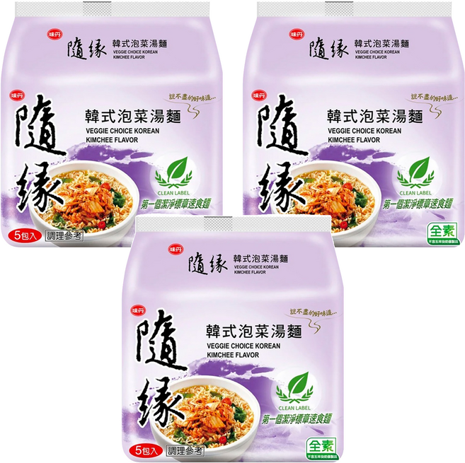 味丹 隨緣 韓式泡菜湯麵 75g, 15包