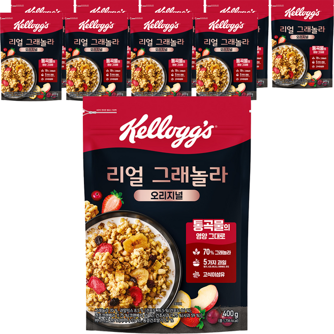 켈로그 리얼 그래놀라 오리지널 시리얼, 400g, 10개