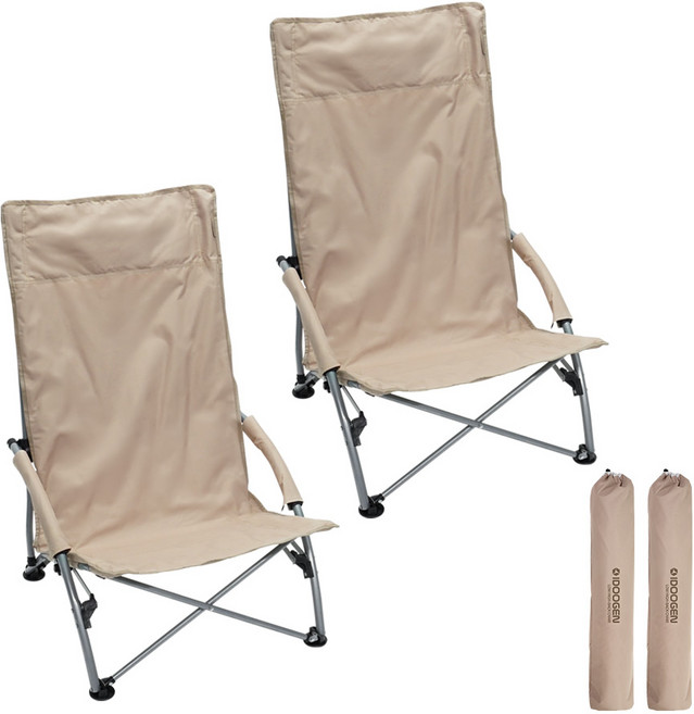 아이두젠 릴렉스 캠핑 체어 로우 하이백, 베이지, 2개