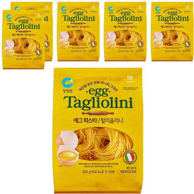 청정원 에그 탈리올리니 파스타, 250g, 6개