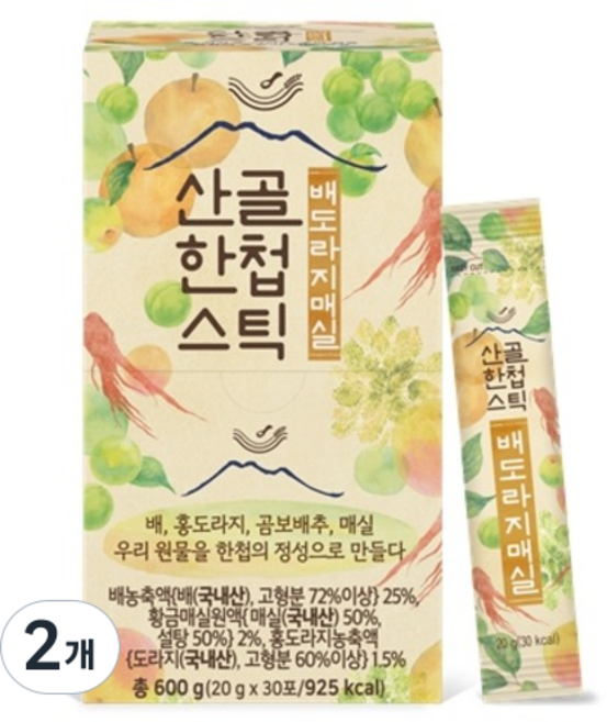 에코맘의산골이유식 산골한첩스틱 30p, 배도라지매실, 600g, 2개