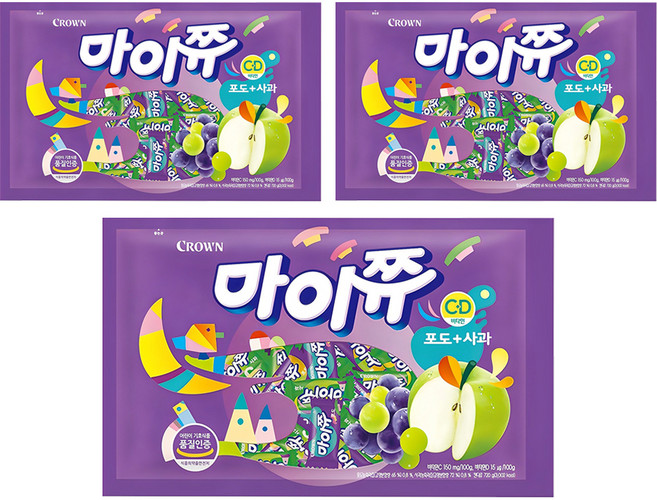 마이쮸 츄잉캔디 포도 사과, 720g, 3개
