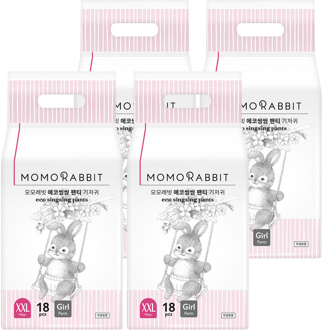 모모래빗 에코씽씽 오리지널 팬티기저귀 여아용, 점보형(2XL), 72매