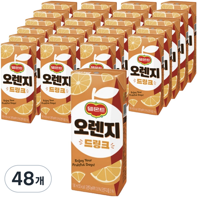 델몬트 드링크팩 오렌지, 190ml, 48개
