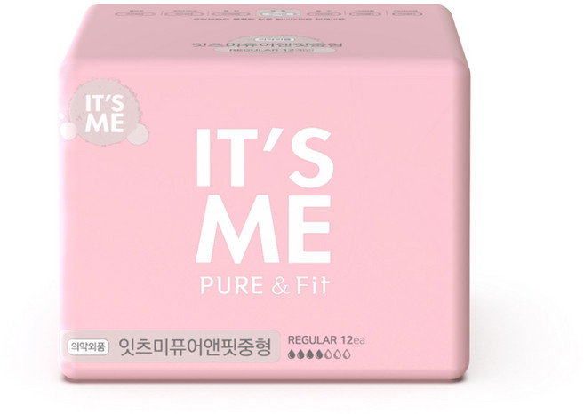 It's Me Pure & Fit 純棉衛生棉 中型, 12片, 1包