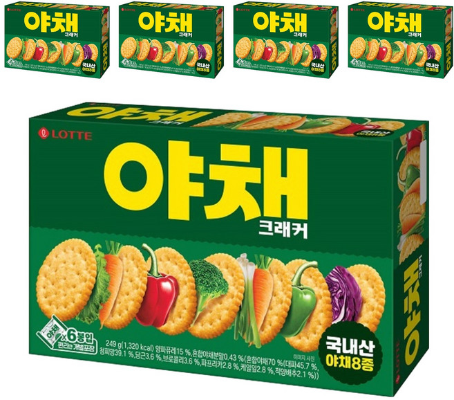롯데웰푸드 야채 크래커, 249g, 5개