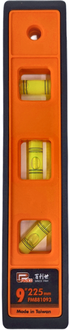 PANRICO 百利世 9吋 經濟型水平尺 225mm ABS材質 輔助安裝, 1個