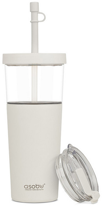 아소부 스트로우 텀블러 마리나, 화이트, 845ml, 1개